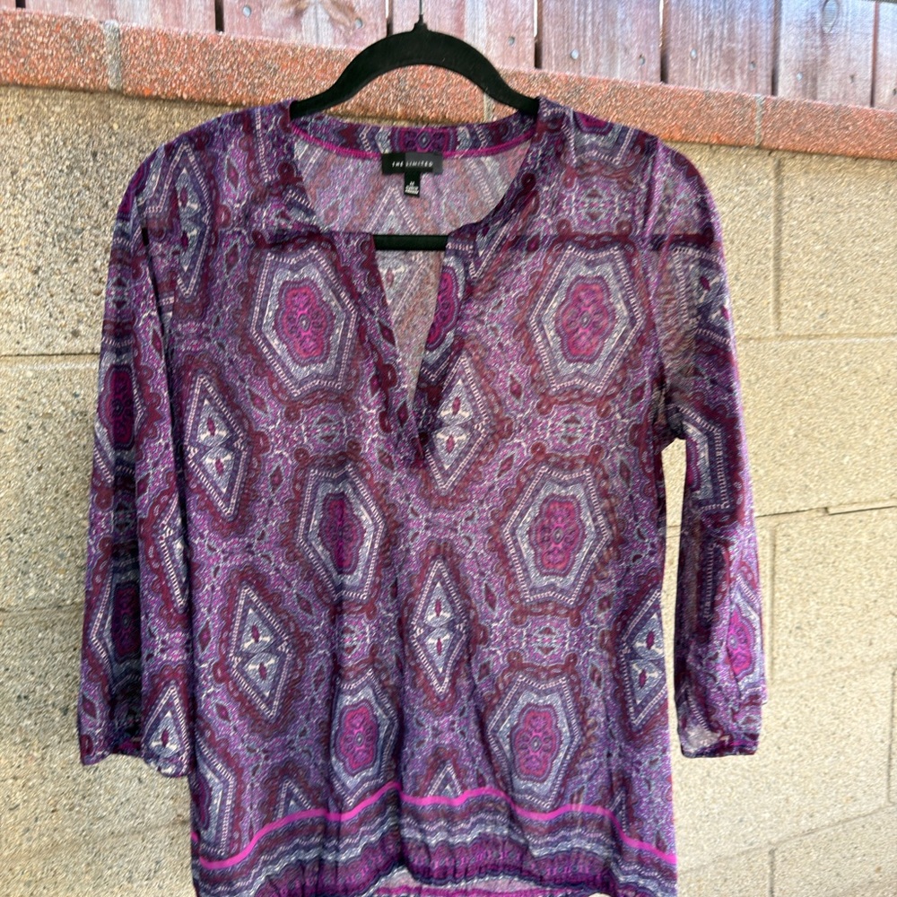 The Limited Geometric Purple Blouse